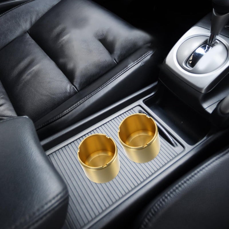 Brass Windproof Auto Ashtray With Lid Portable Car Cup Holder Container For Travel - Image 5