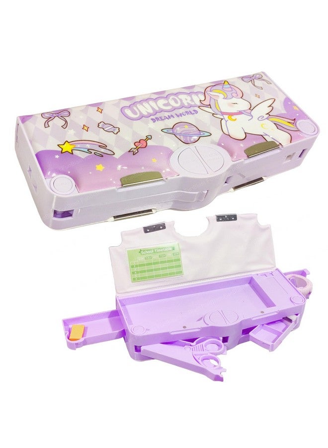 FunBlast Pencil Box for Girls, Multifunctional Pencil Box for Kids, Unicorn Pencil Box, Kids Pencil Box for Girls, Pop Up Pencil Box, Unicorn Return Gifts for Kids - Plastic (Purple) - Image 1