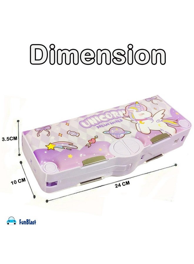 FunBlast Pencil Box for Girls, Multifunctional Pencil Box for Kids, Unicorn Pencil Box, Kids Pencil Box for Girls, Pop Up Pencil Box, Unicorn Return Gifts for Kids - Plastic (Purple) - Image 2