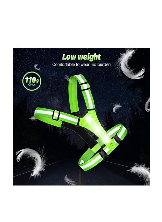 Generic LED Reflective Running Vest - light up Running vest with 3 Light Mode, Reflective Vest  Running Lights for Runners, Rechargeable Night Running Gear - Reflective Belt Safety Vest for Women Men  - Image 4