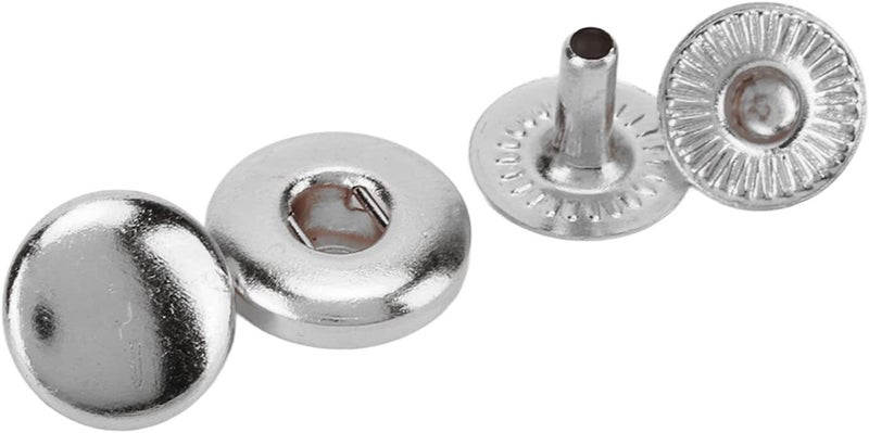200 Set Snap Fasteners Kit, 8mm Strong Copper Leather Snap Fasteners with Exquisite Luster, Snap Buttons for DIY Clothes Bags Shoes Hats Belts and Leather Crafts (Silver) - Image 3