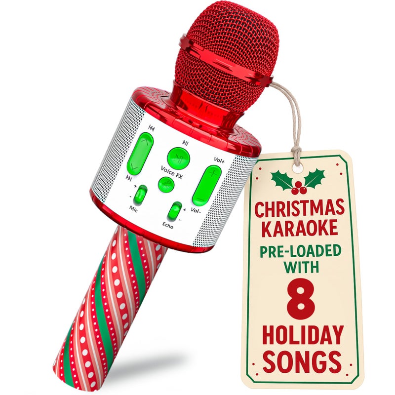 Move2Play, Christmas Karaoke Microphone | Includes Pre-Loaded Songs & Bluetooth | Kids Toy for All Ages 2, 3, 4, 5, 6+ Year Old Girls, Boys & Toddlers | Stocking Stuffer - Image 1
