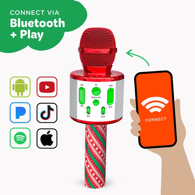 Move2Play, Christmas Karaoke Microphone | Includes Pre-Loaded Songs & Bluetooth | Kids Toy for All Ages 2, 3, 4, 5, 6+ Year Old Girls, Boys & Toddlers | Stocking Stuffer - Image 3