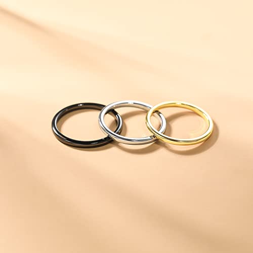 Greenpod 2mm Tungsten Carbide Rings for Women High Polished Thin Plain Domed Engagement Wedding Band Size 7 - Image 3