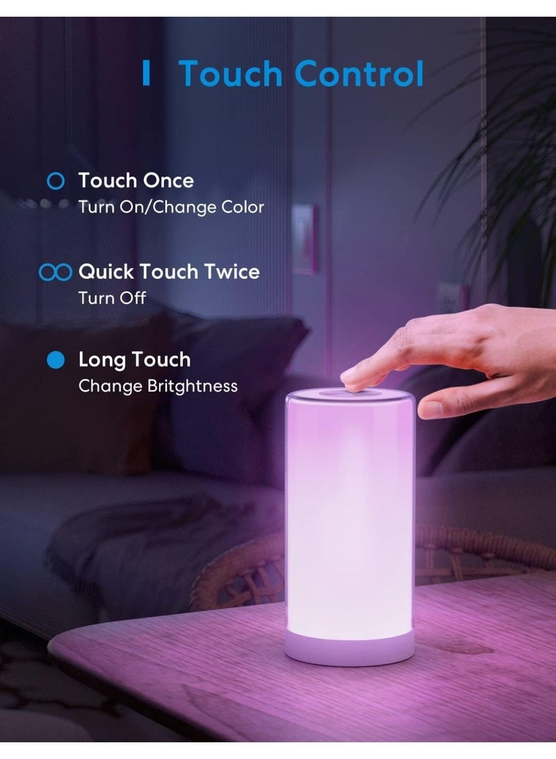 meross Smart Lamp Bedside, WiFi Lamp Support Apple HomeKit Alexa Google Assistant SmartThings, RGBWW Touch Lamp Dimmable Multicolour Voice Remote App Control (2.4GHz Only) - Image 3