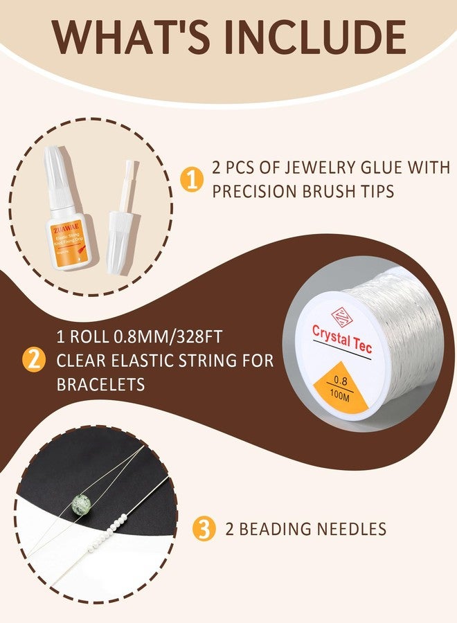 ZUAWAE Elastic String for Bracelets Making Kit, 0.8mm Clear Bracelet String, Jewelry Glue for Elastic String to Clay Beads, Jewelry Making Supplies - Image 2