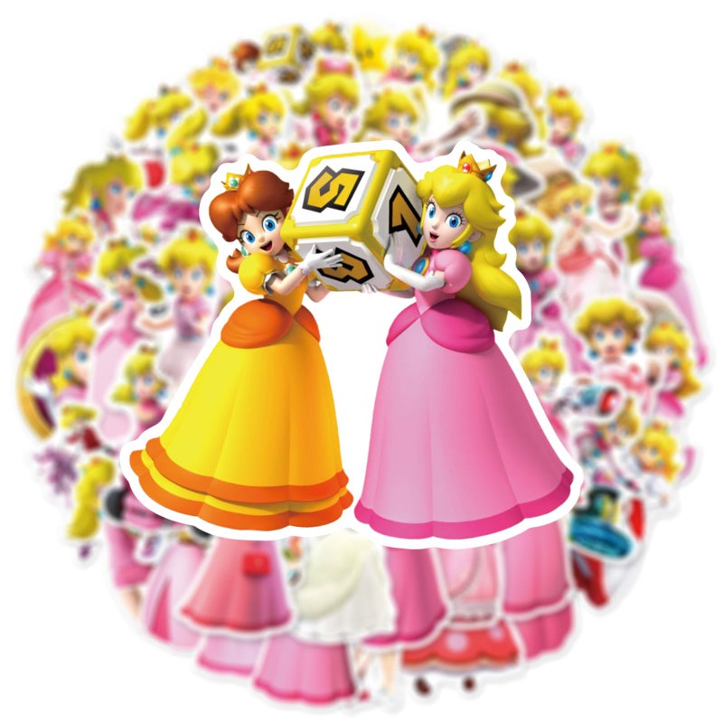 PWSTY 50Pcs Cartoon Princess Peach Stickers for Kids, Cute Game Role Stickers for Teen Girl Adult Water Bottle, Skateboard, Phone, Laptop, Bicycle, Travel Case, Guitar, Helmet (Princess Peach) - Image 5