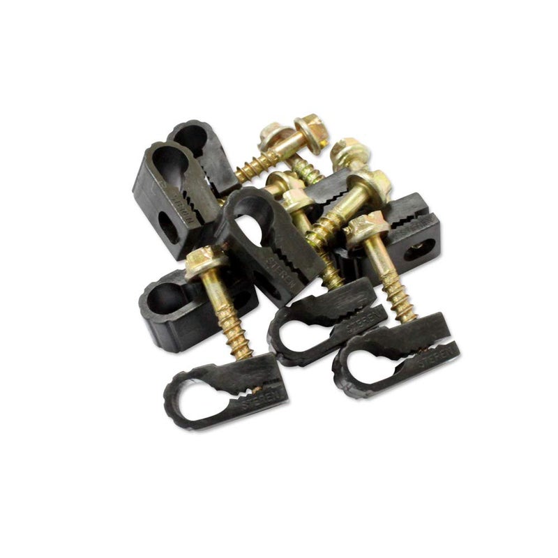 STEREN Coaxial Cable Clips - Cable Holder - Wire Clips - Siding Clips For Hanging - Cord Holder For Desk - Cable Clamps - Cord Clip - Wire Organizer Clips - Tv Mount Screws - Black - 100 Pack - Image 1