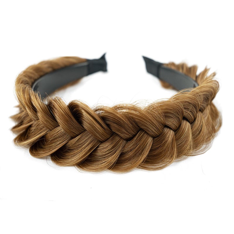 TOECWEGR Braided Headband WithTooth Wide Braid Messy Hair Hoop WomenFashion Hair Accessories (Caramel Gold) - Image 2