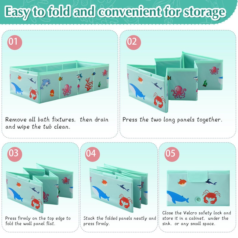 Tohetsuzp Portable Foldable Baby Bathtub with Drain Plug, 30" L x 15.2" W x 8.6" H Kids Travel Tub, Converts Shower to Tub, No Assembly Folds Flat for Storage, for Infant Toddler 6M-5 Years, Gray - Image 5