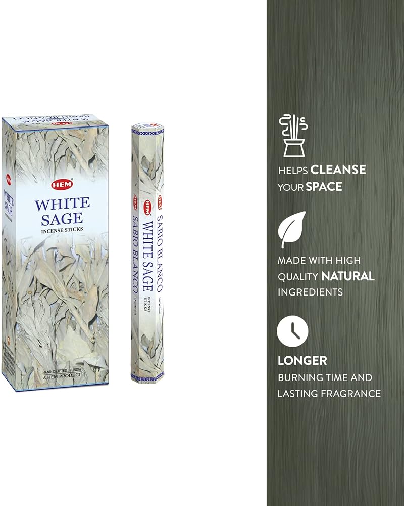 HEM White Sage Tubes Incense, 20g, Box of Six - Image 5
