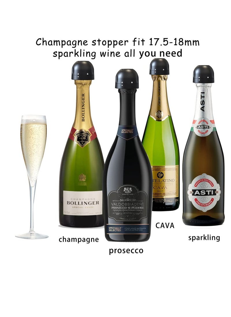 Excefore Champagne Stopper 3Pack Black, Leakproof Champagne Stoppers, Professional Champagne Saver Bottle Stopper, Keep Champagne Fresh Perfect for Champagne, Cava, Prosecco & Sparkling Wine  - Image 2
