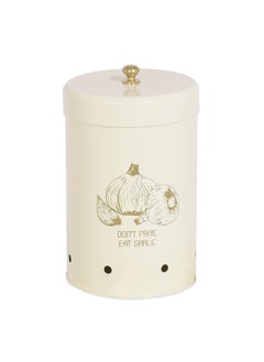 Elan Elan Metal Country Garlic Storage Bin Ideal for Kitchen Cabinet Racks Vegetable Organizer for Kitchen, Storage Capacity 500g (Off White, 11.5X11.5X17 cm)  - Image 1