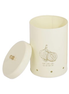 Elan Elan Metal Country Garlic Storage Bin Ideal for Kitchen Cabinet Racks Vegetable Organizer for Kitchen, Storage Capacity 500g (Off White, 11.5X11.5X17 cm)  - Image 2