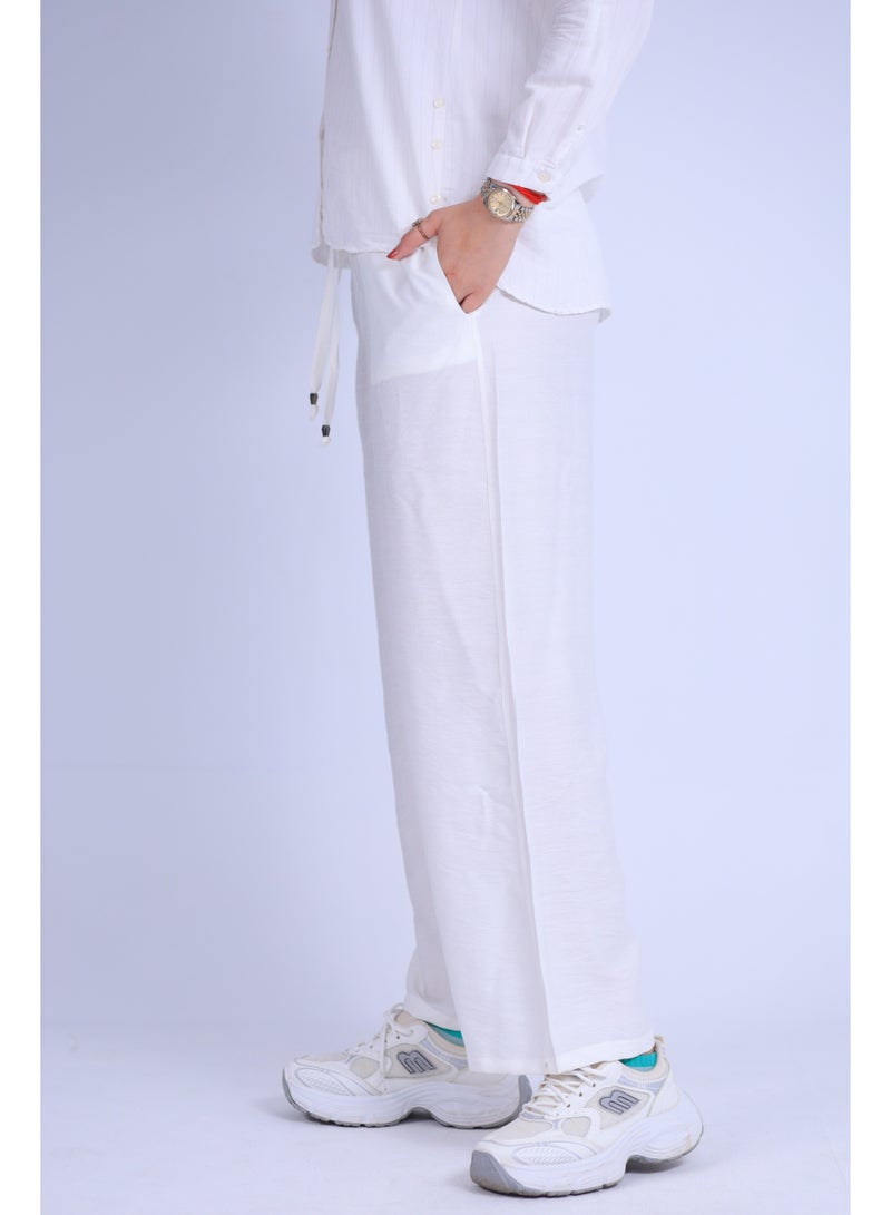 casual women linen material pants- white color - Image 2