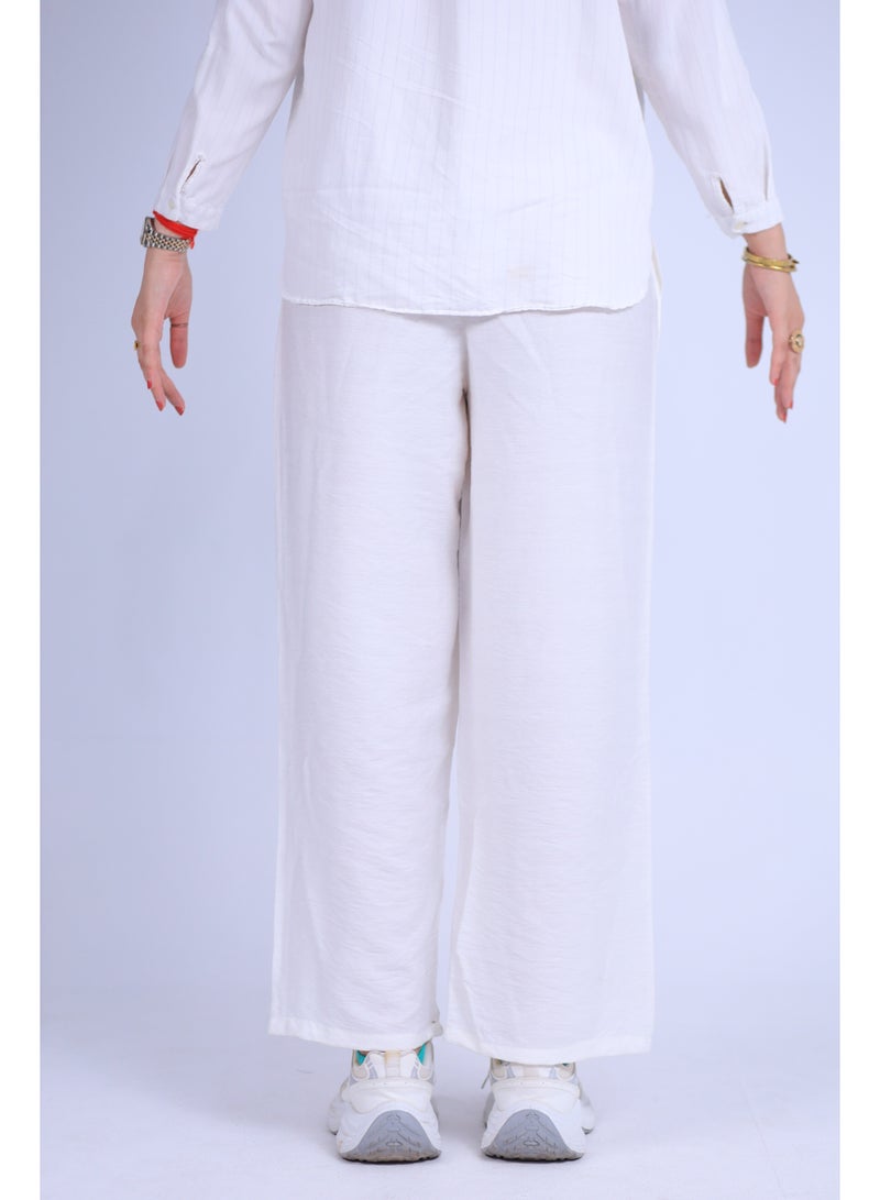 casual women linen material pants- white color - Image 3