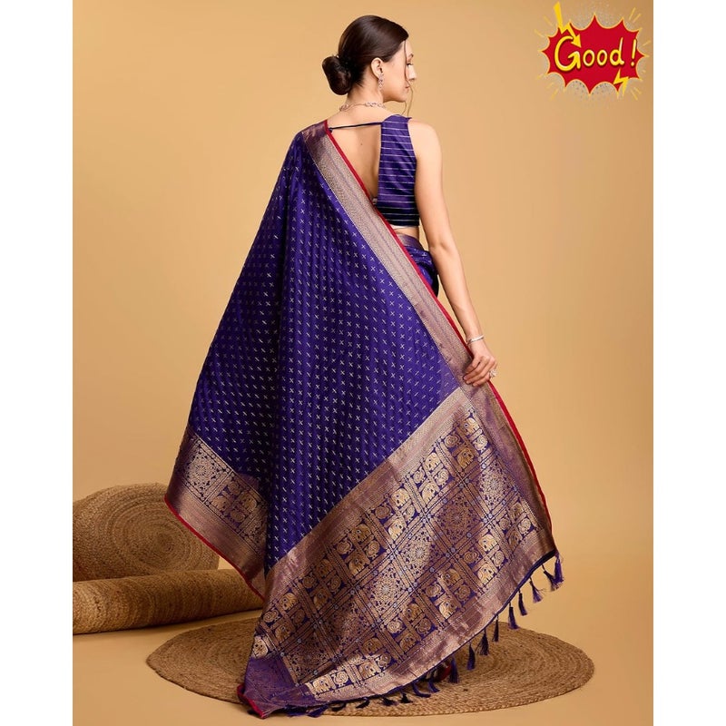 Women's Soft Litchi Silk Banarasi Silk Saree Str-Aarita - Image 4