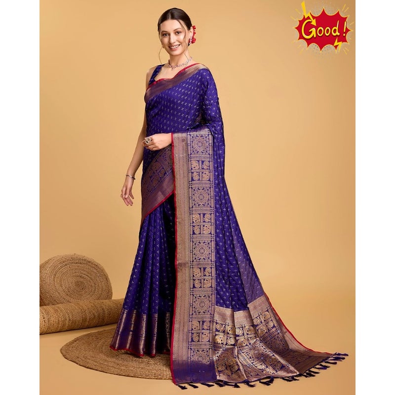 Women's Soft Litchi Silk Banarasi Silk Saree Str-Aarita - Image 3