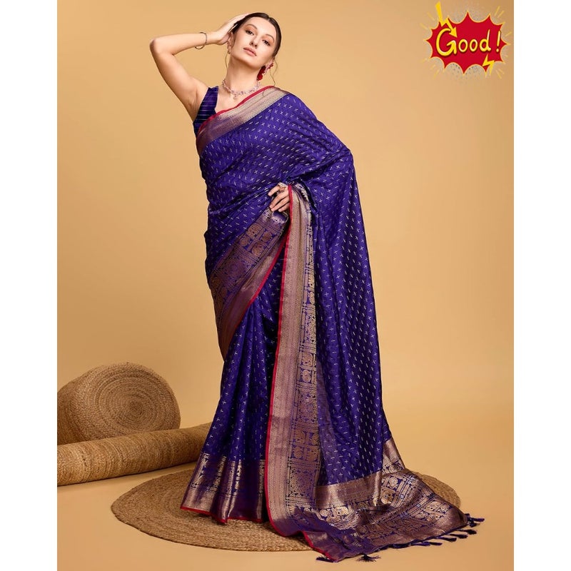 Women's Soft Litchi Silk Banarasi Silk Saree Str-Aarita - Image 5