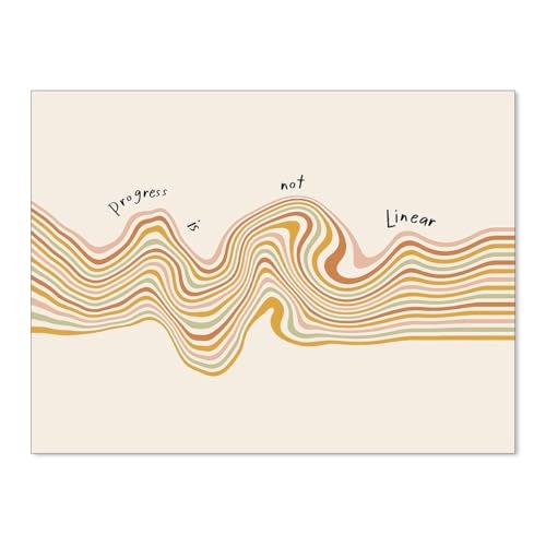 enttgo Modern Motivational Mental Health Posters Progress Is Not Linear Quote Wall Art Kids Therapy Canvas Prints for Counselor Office Wall Decor 12X16 inch Unframed - Image 1