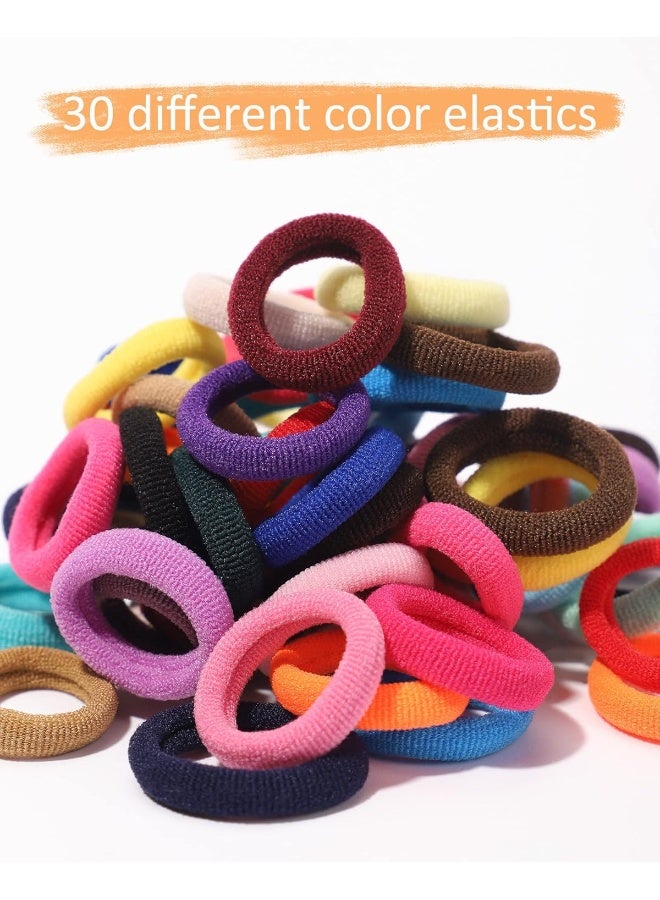 Jollybows 300pcs Baby Hair Ties Girls Elastic Hair Accessories Small Nylon Hair Bands for Toddler Infant Ponytail Holders 1" 30 Colors Mini Kids Hairband - Image 4
