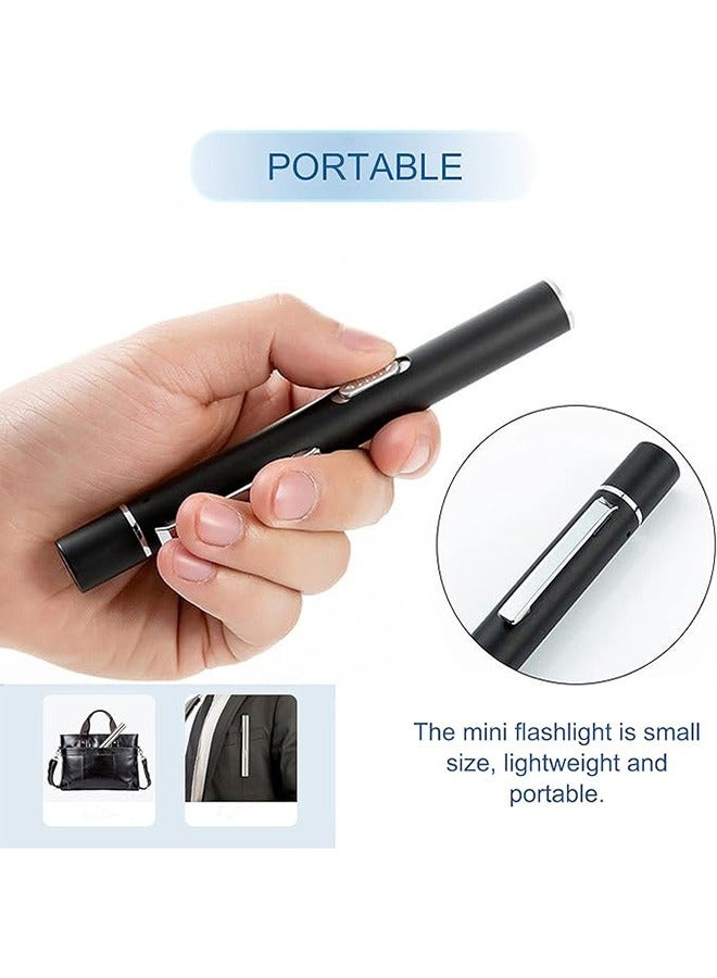 2 قطعة USB قابل للشحن مصابيح LED الصغيرة ، مصدر ضوء مزدوج جيب صغير مفيد مصباح LED الشعلة القلم مع مقطع الفولاذ المقاوم للصدأ للأنشطة المنزلية والخارجية (الأسود والفضة) - Image 5