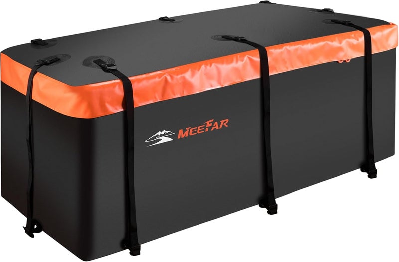 MeeFar Hitch Mount Cargo Carrier Bag Soft Shell 100% Waterproof 20 Cubic Feet (59" 24" 24") Include 8 Reinforced Straps for Truck Pickup All Vehicle with Steel Cargo Basket - Image 1