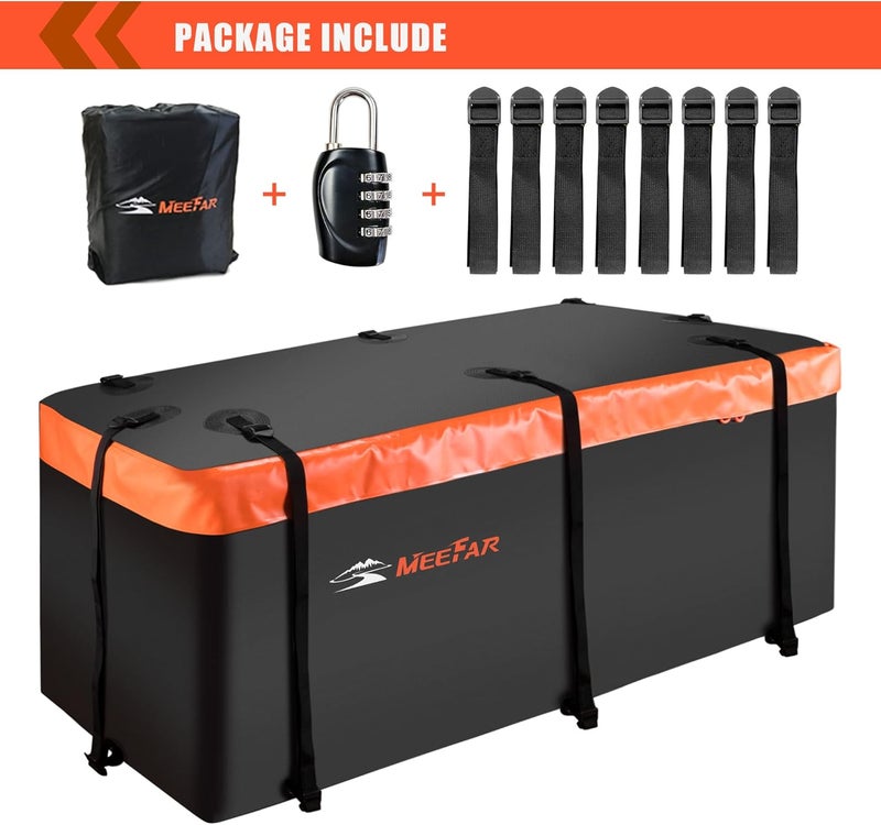 MeeFar Hitch Mount Cargo Carrier Bag Soft Shell 100% Waterproof 20 Cubic Feet (59" 24" 24") Include 8 Reinforced Straps for Truck Pickup All Vehicle with Steel Cargo Basket - Image 3