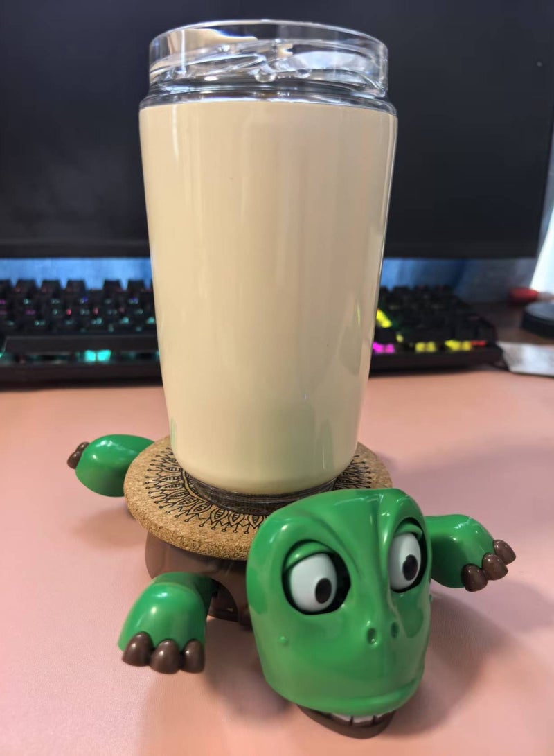 Turtle Fun Coaster Set: Comes with a mandala pattern cork potholder, cork fortress table protector | Cold drinks won't wet the table, hot drinks won't burn your hands  - Image 2