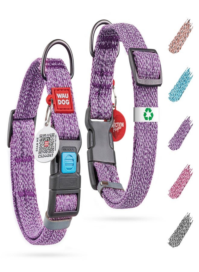WAUDOG Reflective Cotton Dog Collar Eco-Friendly Alt to Nylon Collar for Small Medium and Large Dogs - Pet Collar with QR ID Tag - Puppy Collar for Large Breed Dogs - Adjustable Male Female Dog Collar - Image 1