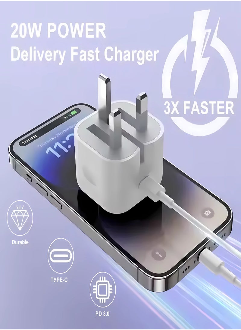 HEROCKX iPhone Charger Fast Charging 1Pack,20W PD USB C Wall Charger with 6FT Fast Charging Cable - Fast Charger for iPhone 14/14 Pro Max/13/13 Pro/12/12 Pro/11/11 Pro/XS, Pad  - Image 2