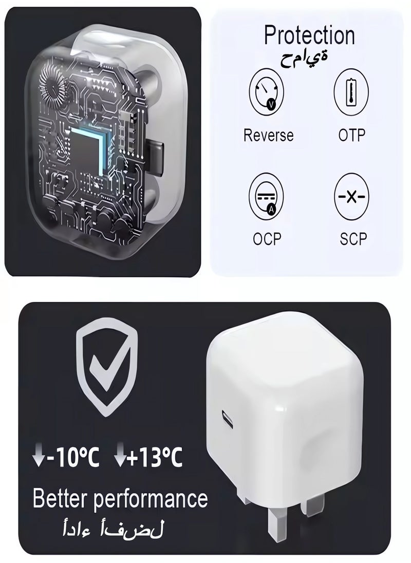 HEROCKX iPhone Charger Fast Charging 1Pack,20W PD USB C Wall Charger with 6FT Fast Charging Cable - Fast Charger for iPhone 14/14 Pro Max/13/13 Pro/12/12 Pro/11/11 Pro/XS, Pad  - Image 5