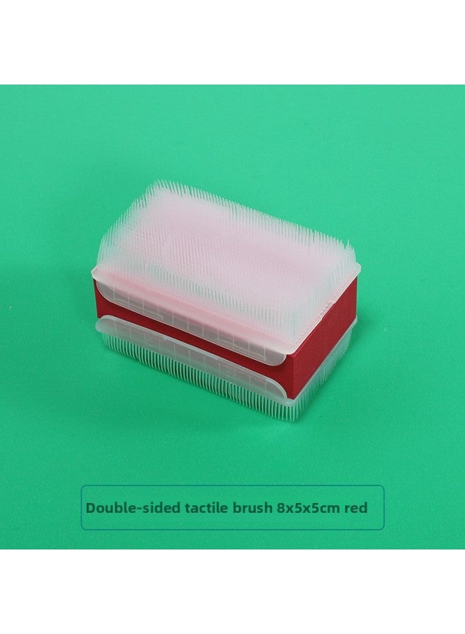 Loquat Tactile Brush Children's Sensory Training Equipment Toy Baby's Disordered Touch Touch Bath Tactile Ball Home Massage-Color:Double-sided Tactile Brush Red - Image 1