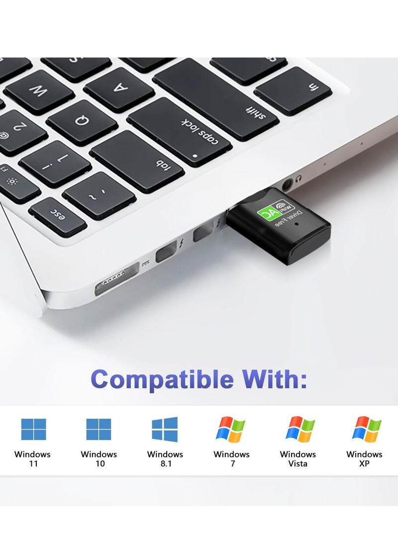 Generic 650 Mbps USB WLAN Stick, Dual-Band WLAN Adapter, Kompatibel mit Windows Vista/XP/Win7/8.1/10/11  - Image 2