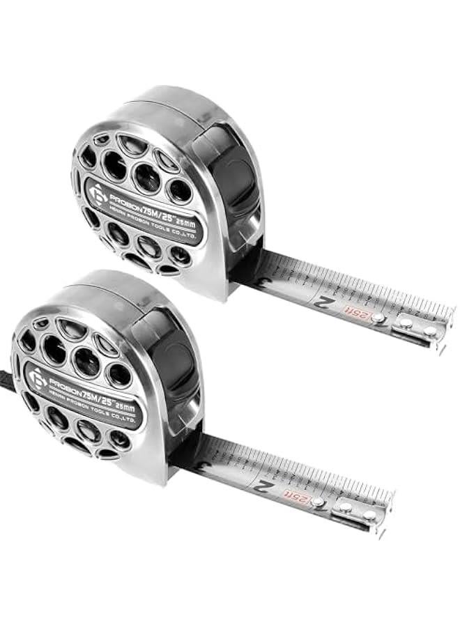 Arabest 2 PCS/Pack Tape Measure 25'FT Foot/7.5M Retractable Measuring Tape Double Side Scale Handy Stainless Steel Measurement Tape for Construction Household Woodworking (2)  - Image 1