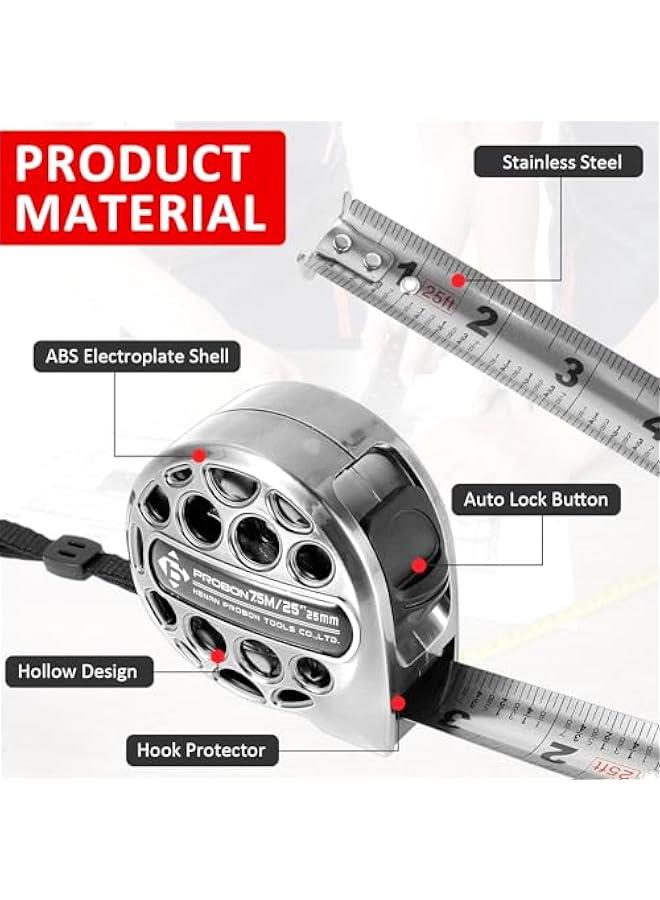 Arabest 2 PCS/Pack Tape Measure 25'FT Foot/7.5M Retractable Measuring Tape Double Side Scale Handy Stainless Steel Measurement Tape for Construction Household Woodworking (2)  - Image 2