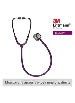 ليتمان سماعة الطبيب 3M Littmann Classic III للمراقبة، قطعة صدر مرآة، أنبوب البرقوق، سماعة رأس جذعية وردية، 27 بوصة، 5960  - Image 2