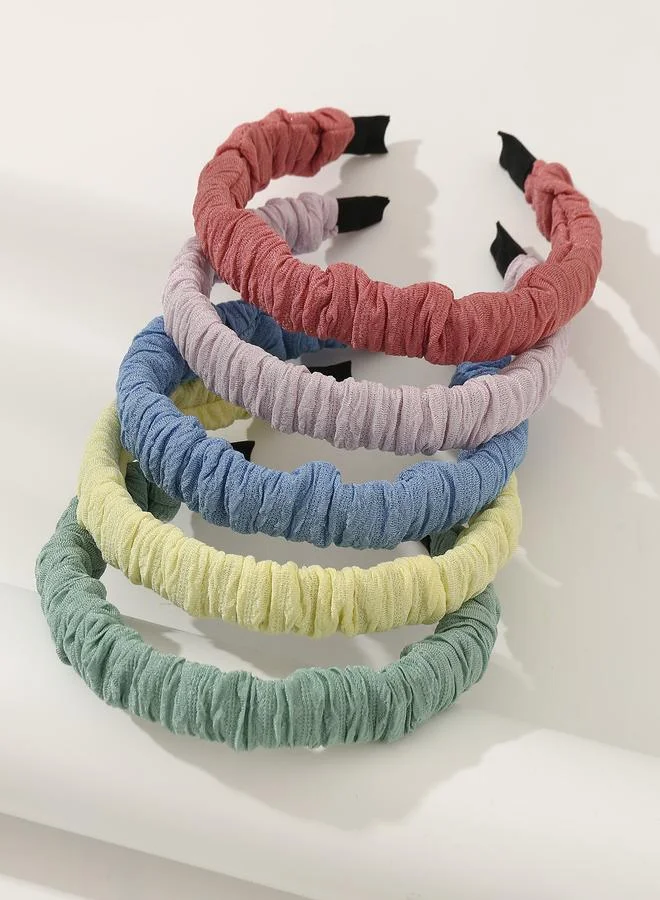 تايك تو Pack of 5 - Girls Multi-Color Ruched Headbands