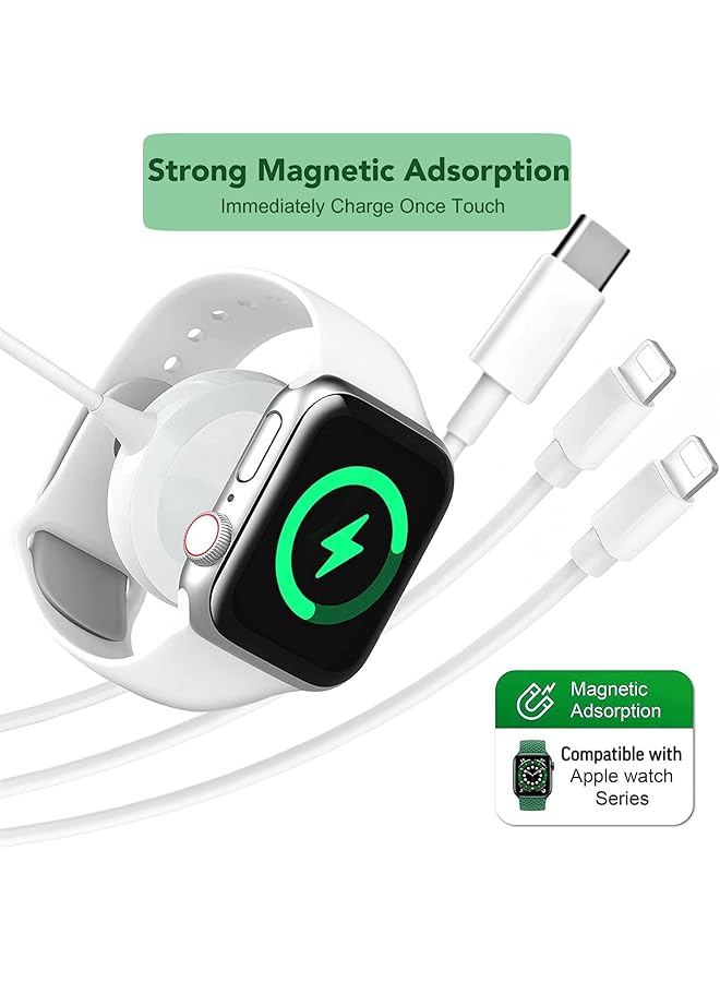 erorex Usb C Charging Cable For Iphone And Iwatch Fast 3 In 1 Magnetic Wireless Charger With 2 Cables Compatible With Iphone 14 13 Pro Max 12 11 Xr Xs X Iwatch Series 8 7 6 Se 5 4 3 2 1 Airpods - Image 3