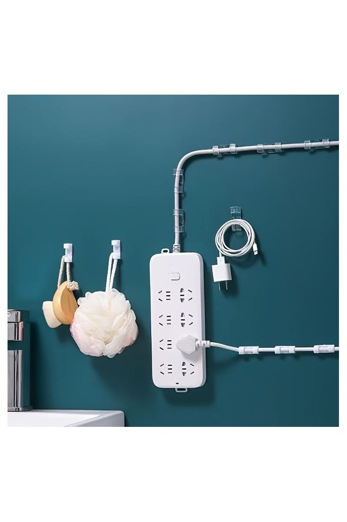 HOMESTAR [100pcs Adhesive Cable Clamps] 100pcs Transparent Adhesive Cable Clamps | Plastic Wire Brackets for Power Line Management, Cable Tissue Clamps for Walls And Under Tables - Image 4