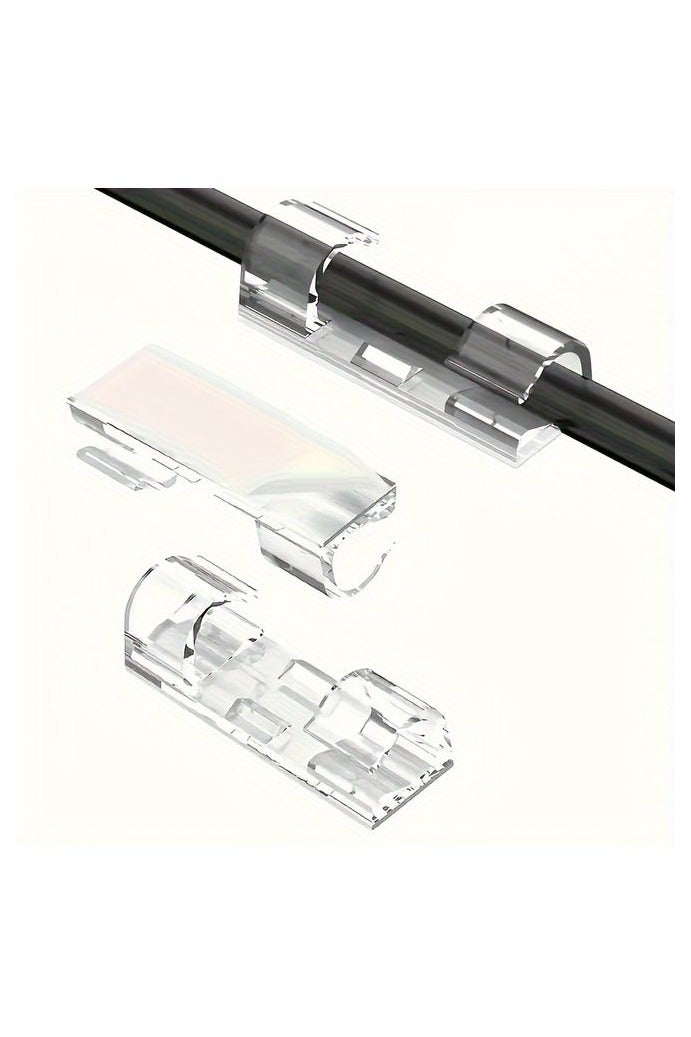 HOMESTAR [100pcs Adhesive Cable Clamps] 100pcs Transparent Adhesive Cable Clamps | Plastic Wire Brackets for Power Line Management, Cable Tissue Clamps for Walls And Under Tables - Image 2
