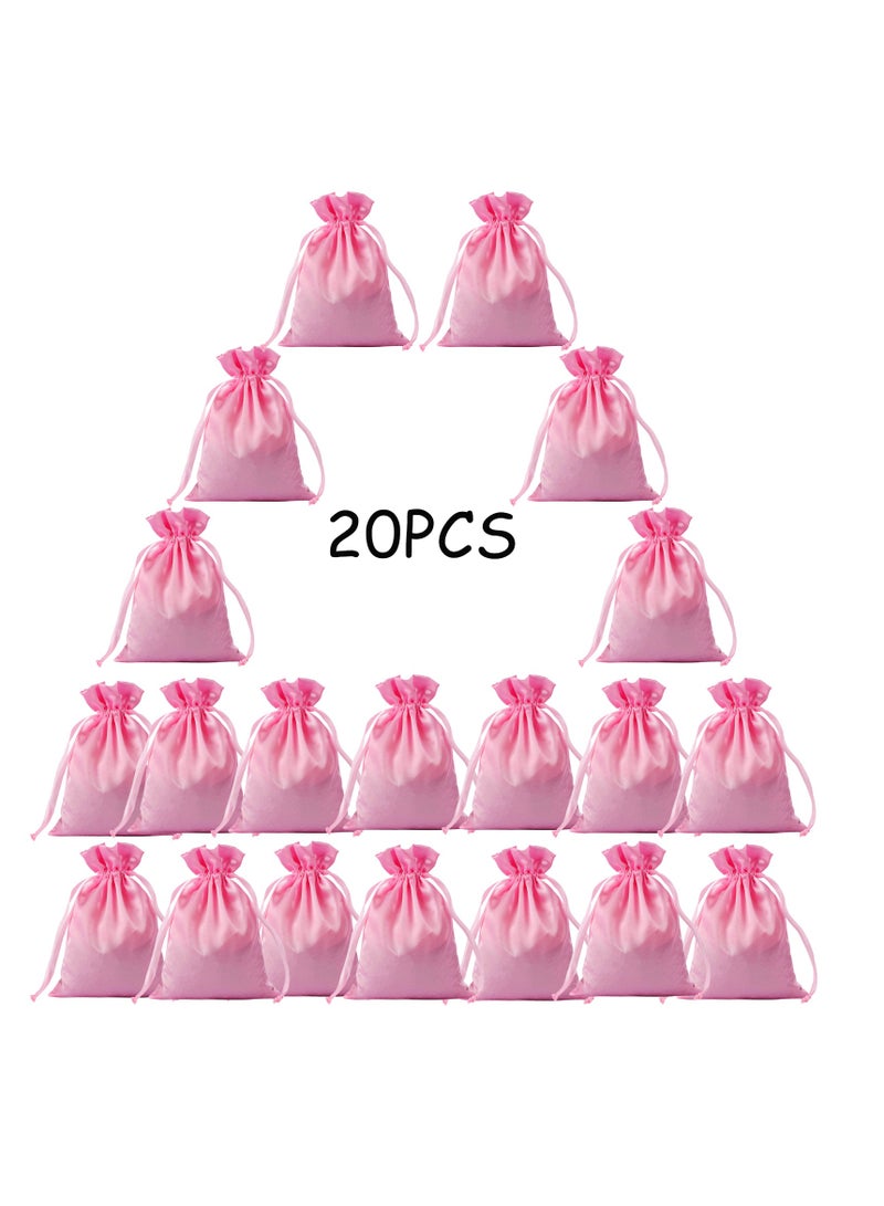 أكياس حقائب أكياس هدايا من الساتان برباط، حقائب من قماش المجوهرات برباط، حقائب هدايا عيد الميلاد، حقائب هدايا عيد الميلاد، حقائب هدايا الحفلات لتوزيع الحلوى في حفلات الزفاف، 20 قطعة - Image 2