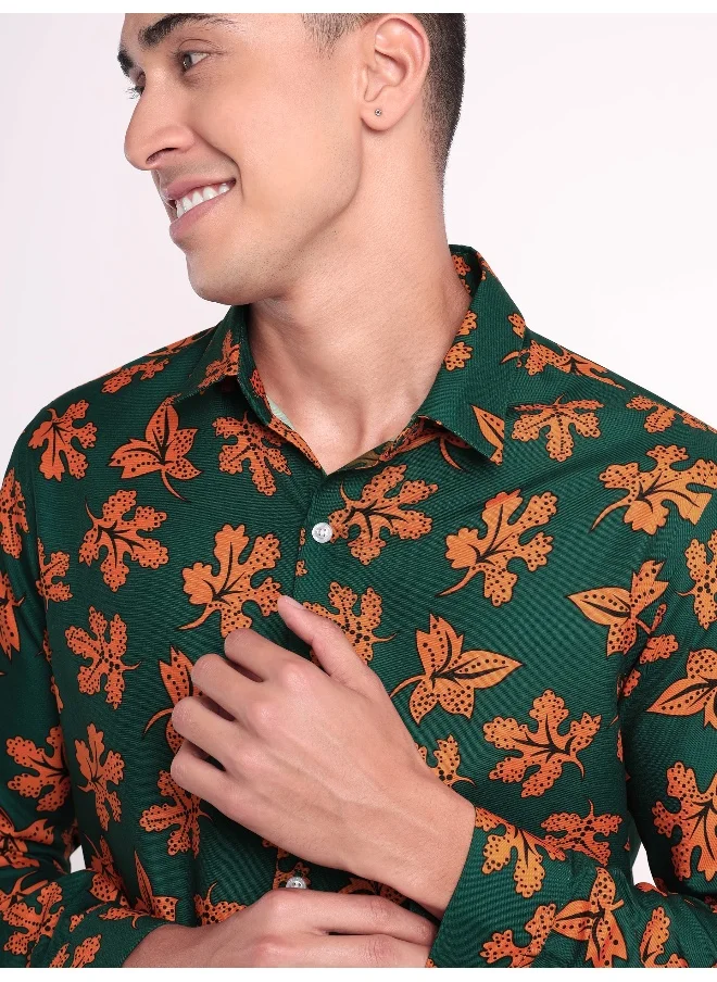 بيونغ Fall Leaves Printed Shirts for Men