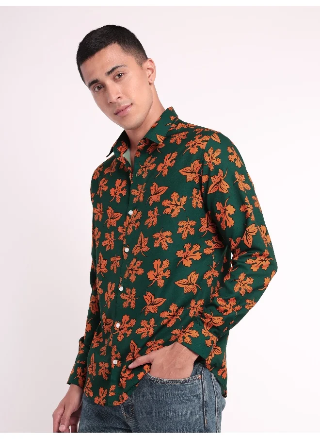 بيونغ Fall Leaves Printed Shirts for Men