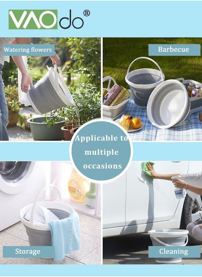 VAOdo - Collapsible Plastic Bucket Foldable Buckets Indoor and Outdoor Collapsible Bucket with Handle MultiPurpose Circle Handy Portable Fishing Water Pail Beach Water Pails 10L Grey - Image 1