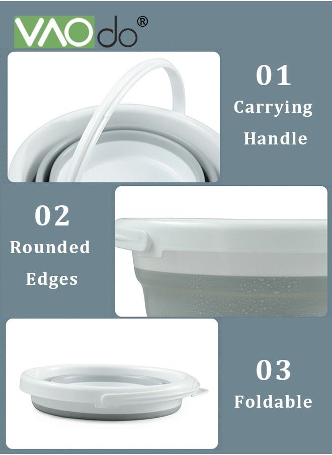 VAOdo - Collapsible Plastic Bucket Foldable Buckets Indoor and Outdoor Collapsible Bucket with Handle MultiPurpose Circle Handy Portable Fishing Water Pail Beach Water Pails 10L Grey - Image 1