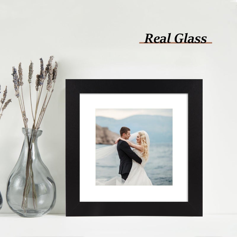 iRahmen إطارات صور Irahmen 8x8 مع مجموعة من 4 مع الزجاج الأسود الأسود إطارات مربعة سوداء عرض 6 × 6 مع حصيرة أو 8x8 بدون حصيرة 8 × 8 إطار صور لجدار وجدار شاشة الطاولة - Image 2