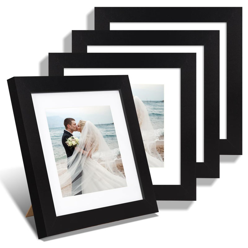 iRahmen إطارات صور Irahmen 8x8 مع مجموعة من 4 مع الزجاج الأسود الأسود إطارات مربعة سوداء عرض 6 × 6 مع حصيرة أو 8x8 بدون حصيرة 8 × 8 إطار صور لجدار وجدار شاشة الطاولة - Image 1
