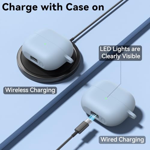 Tobfit Case for Samsung Galaxy Buds 3 Pro/ 3 TWS with Wireless Charging, Powerful Drop Protection, Tough Magnetic Cover with Cleaning kit and Keychain for Galaxy Buds 3 Pro (Blue) - Image 4