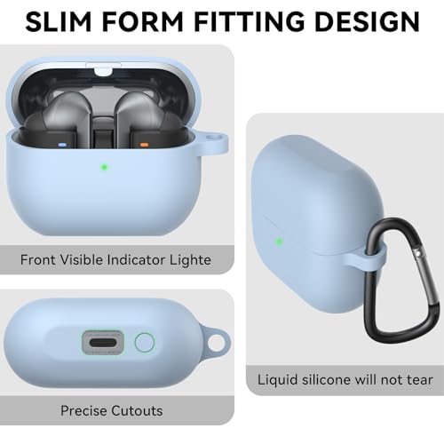 Tobfit Case for Samsung Galaxy Buds 3 Pro/ 3 TWS with Wireless Charging, Powerful Drop Protection, Tough Magnetic Cover with Cleaning kit and Keychain for Galaxy Buds 3 Pro (Blue) - Image 5